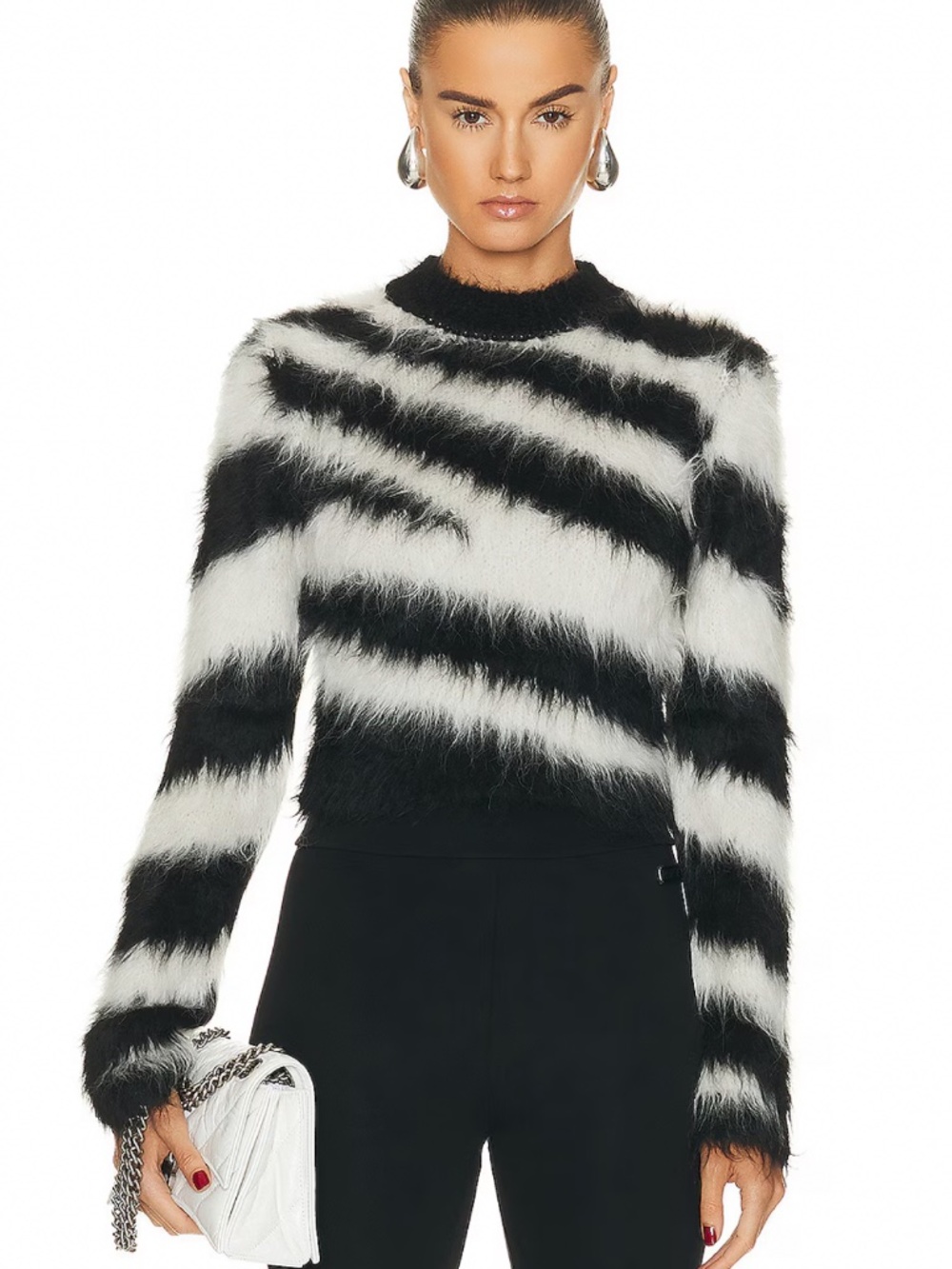 MONSE Cropped zebra-print alpaca-blend sweater